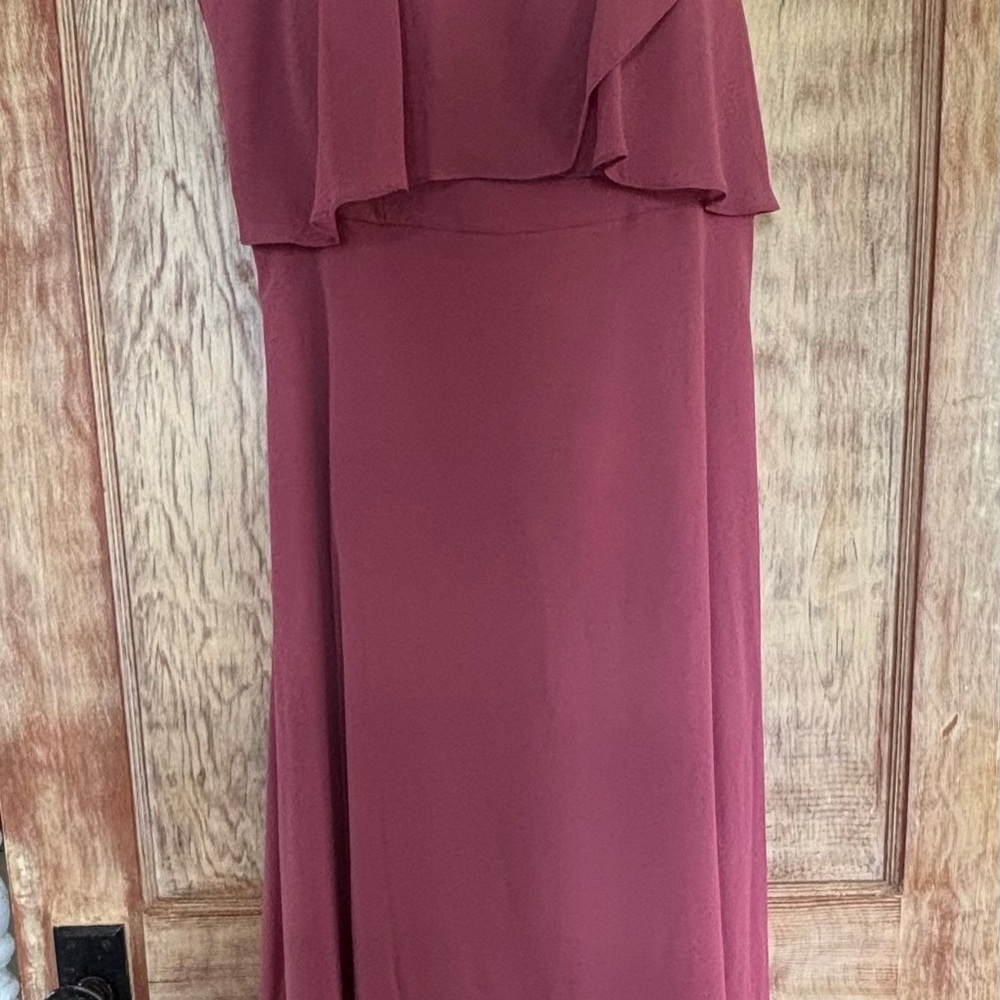 Mori Lee Strapless Tiered Dress Rose